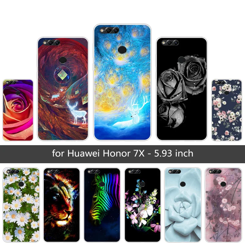 

5.93inch for Huawei Honor 7X Soft Clear Silcone Shell for Huawei 7X Back Phone Black Matte Colored Cover for Honor 7X Coque Capa
