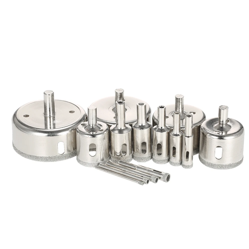 14PCS 3 70mm Glass Hole Saw Kit Diamond Coated Core Hole Saw Marble