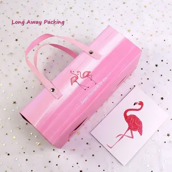 

Flamingo Paperboard Cake Box Packaging Wedding Favor Gift Christmas Candy Party Cake Dessert Portable Cake Roll Boxs