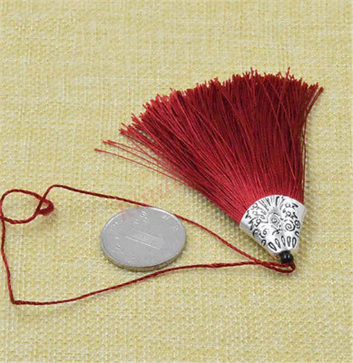 Wine Red x50pcs 50 шт х 8 см размер упаковки шелковые кисточки из шелка с бахромой с металлической Кепки для ремесленничество украшения Шторы Подушка закладки декора 18 Цвета - Цвет: Wine Red x50pcs