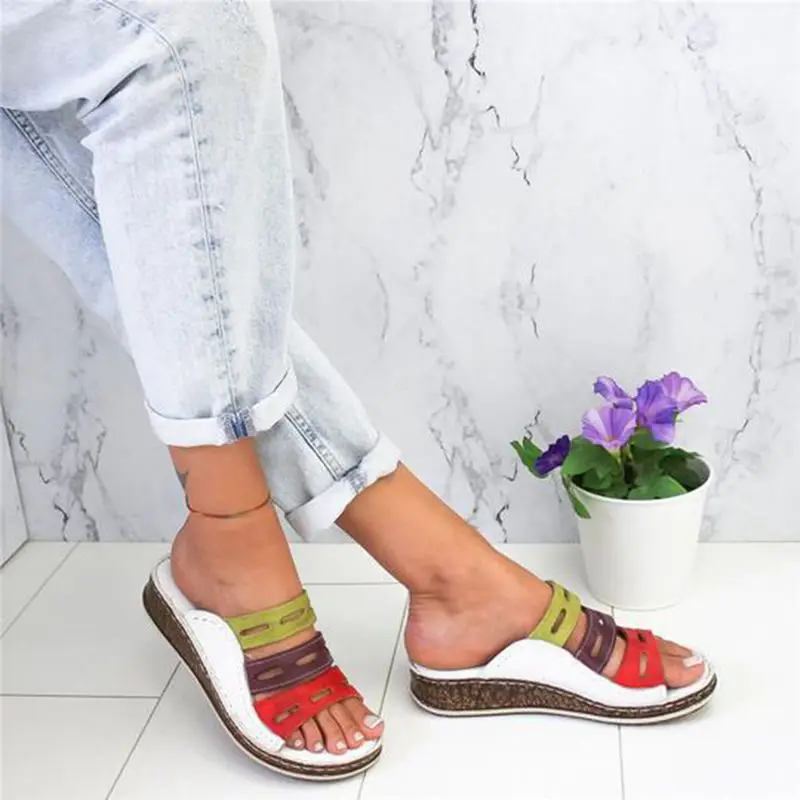 New Summer Women Sandals Stitching Sandals Ladies Open Toe Casual Shoes Platform Wedge Slides Beach Woman Shoe