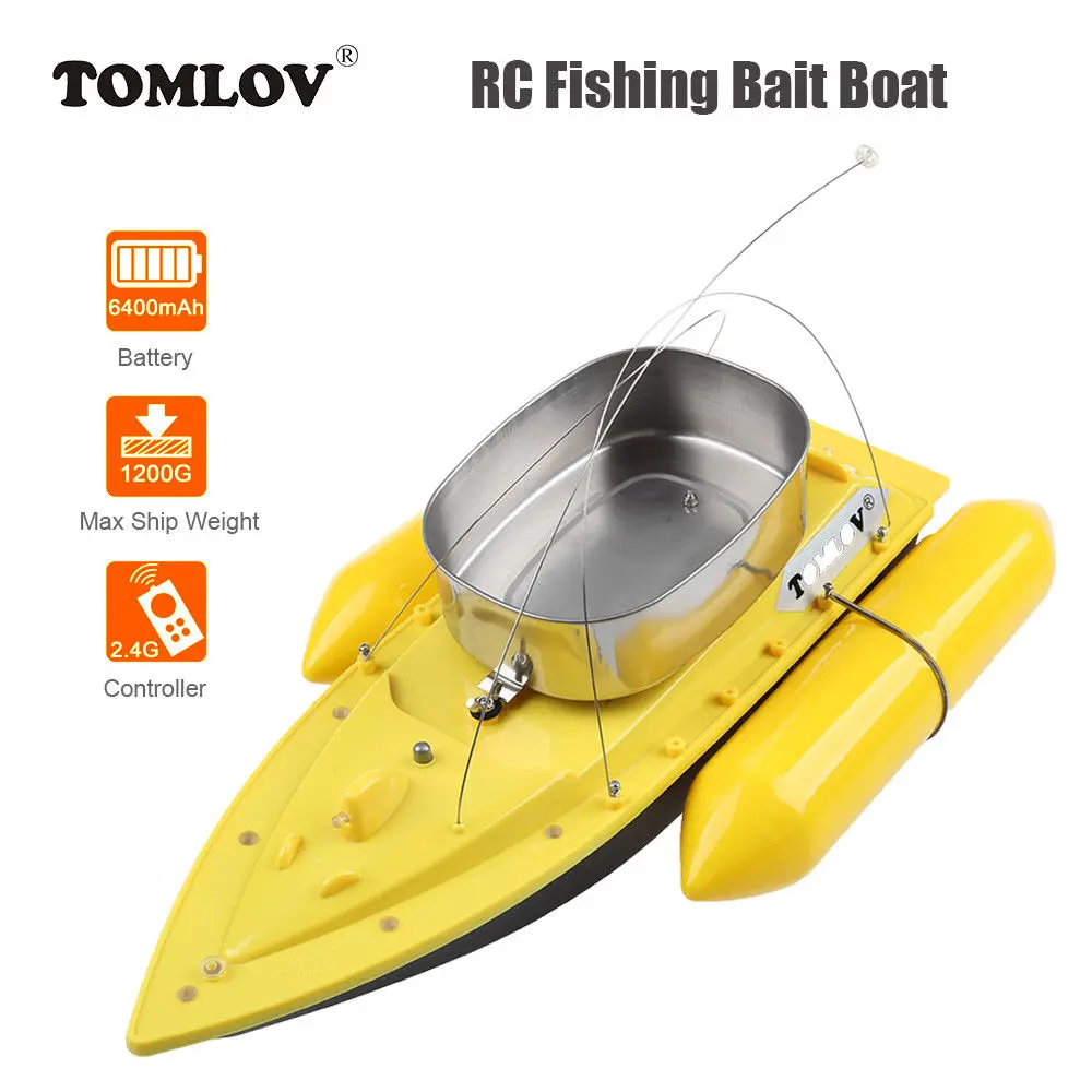 

TOMLOV T10W 1200G Electric RC Fishing Bait Boat Lure Carp Hook Wireless Boat 300M Remote Control Ship For Fish Finder boat
