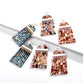 

2019 New Geometric Acrylic Bar Tassel Chandelier Earrings for Women Fashion Abalone Shell Earrings Jewelry Wholesale
