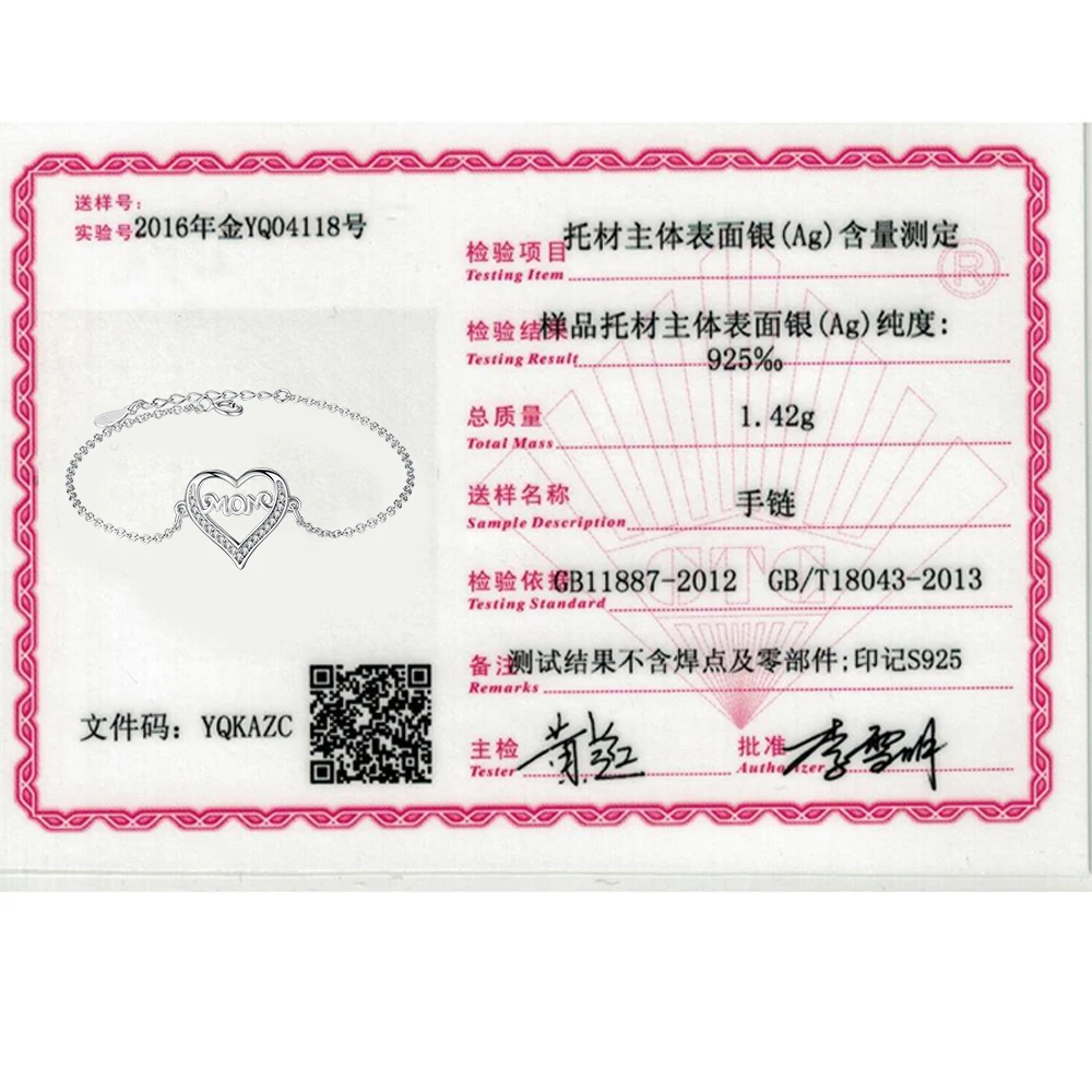 ELESHE Cubic Zirconia Mom Heart Bracelets & Bangles 925 Sterling Silver Fashion Jewelry Adjustable Hand Chain Gift For Women