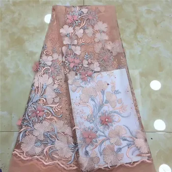 

Amazing 3D flower French tulle net lace fabric for elegant dress PDN78(5yards/lot) multi color