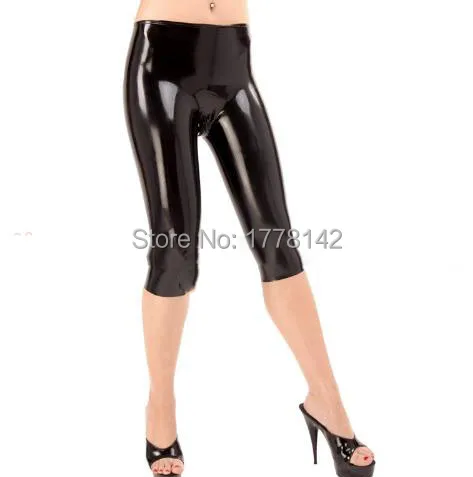 Latex Legings Women Latex Cropped Trousers Rubber Capri Crotch Zip Legging Wear Costumes Latex Legings Women Latex Cropped Trousers Rubber Capri Crotch Zip Legging Wear Costumes