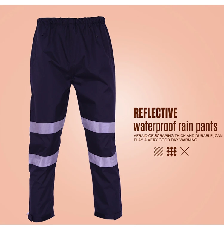 Reflective Rain Pants Raincoat Traffic Road Safety Waterproof Men Working Pants 300D Oxford Wear-resistance Work Trousers (7)