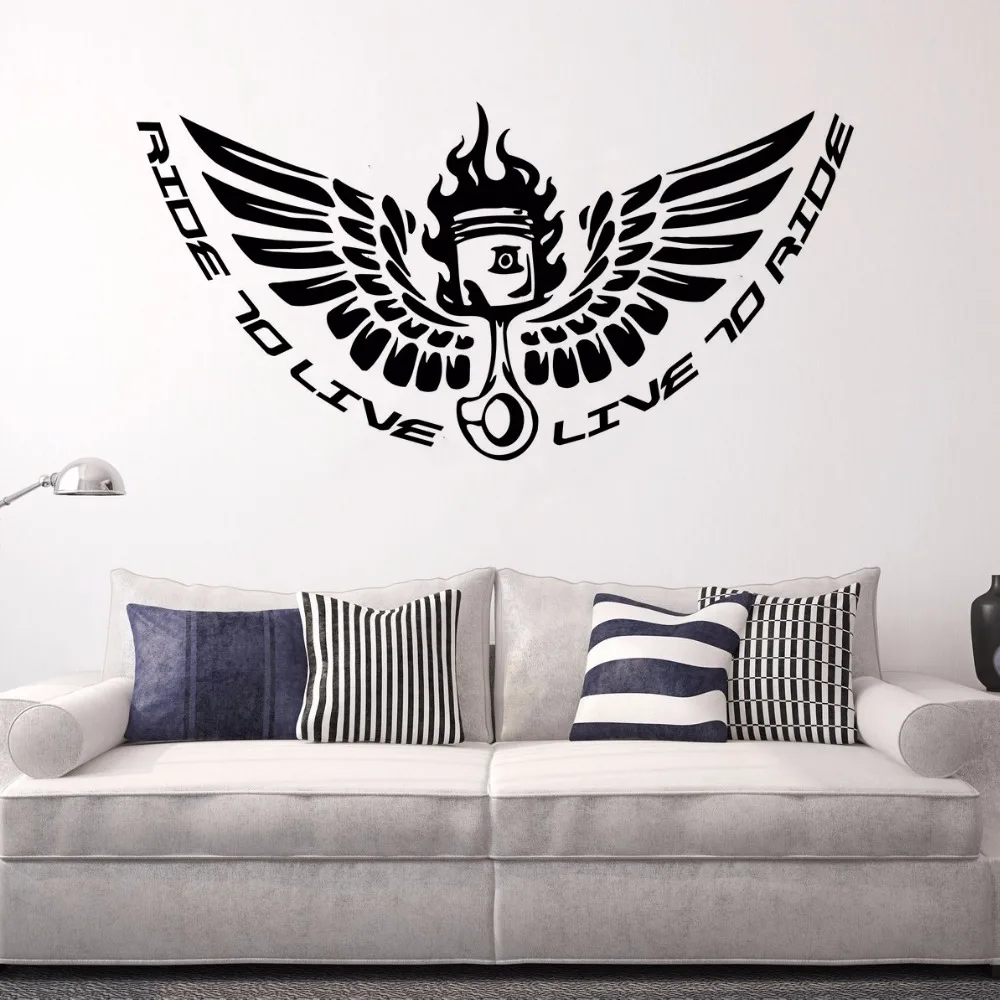 

Motorsports Biker Wall Sticker Ride to Live Quote Wall Mural Motoclub Riders Wallpaper Motorcycle Wall Decal Collection AY1047