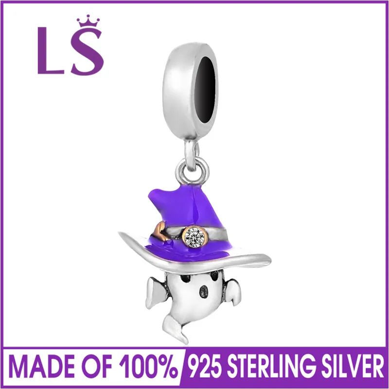 

LS Real 925 Sterling Silver Charms Enamel Witch Halloween Beads Fit Original Bracelets for women berloque Jewelry