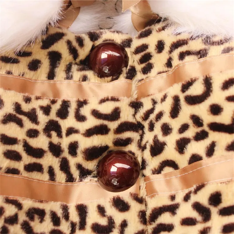 Модная зимняя детская леопардовое пальто Искусственный мех Куртка с воротником для малышей Костюмы Мех животных Куртки держать warmming Обувь для девочек одежда