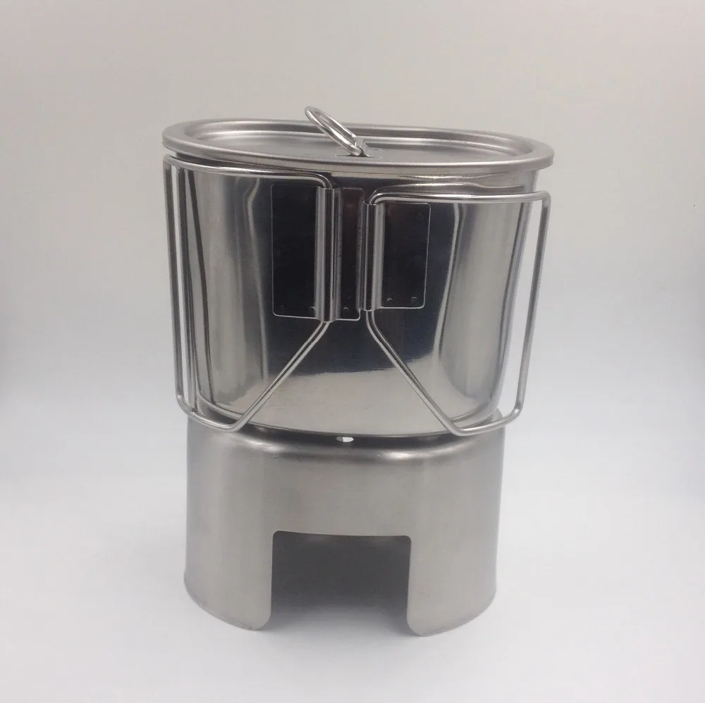 Jolmo Lander Stainless Steel Canteen Cup & Stove Set Camping Cooking