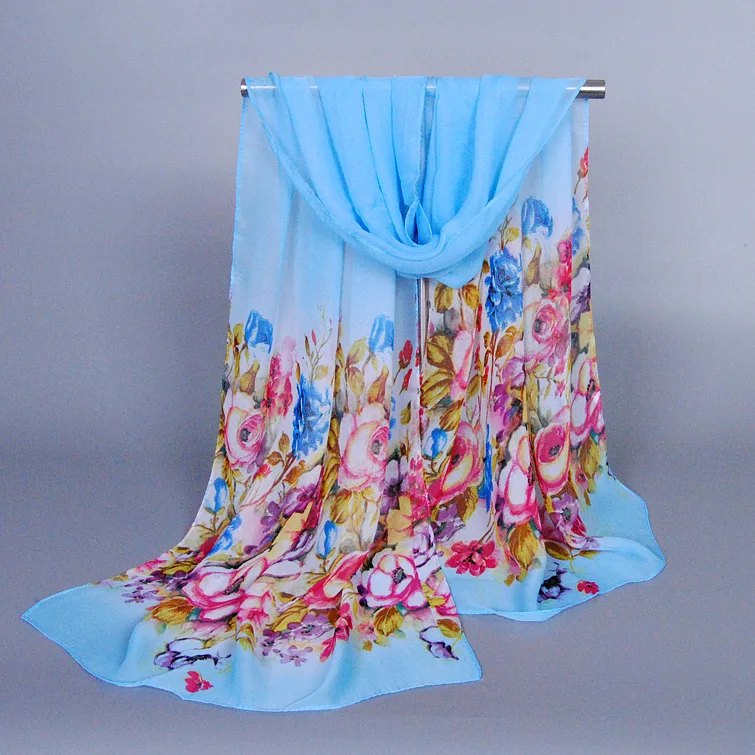 factory price female printe floral scarf/shawl chiffon silk beach soft pattern long flower spring muslim scarves/shawls 160*50cm |