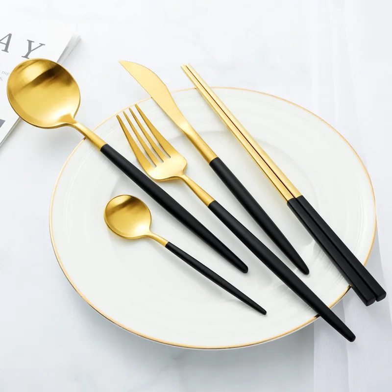 

Stainless Steel Fork Spoon Knife set Cutlery Set Food Tableware Luxury Fork Teaspoon Knife Dinnerware Set Drop Shipping