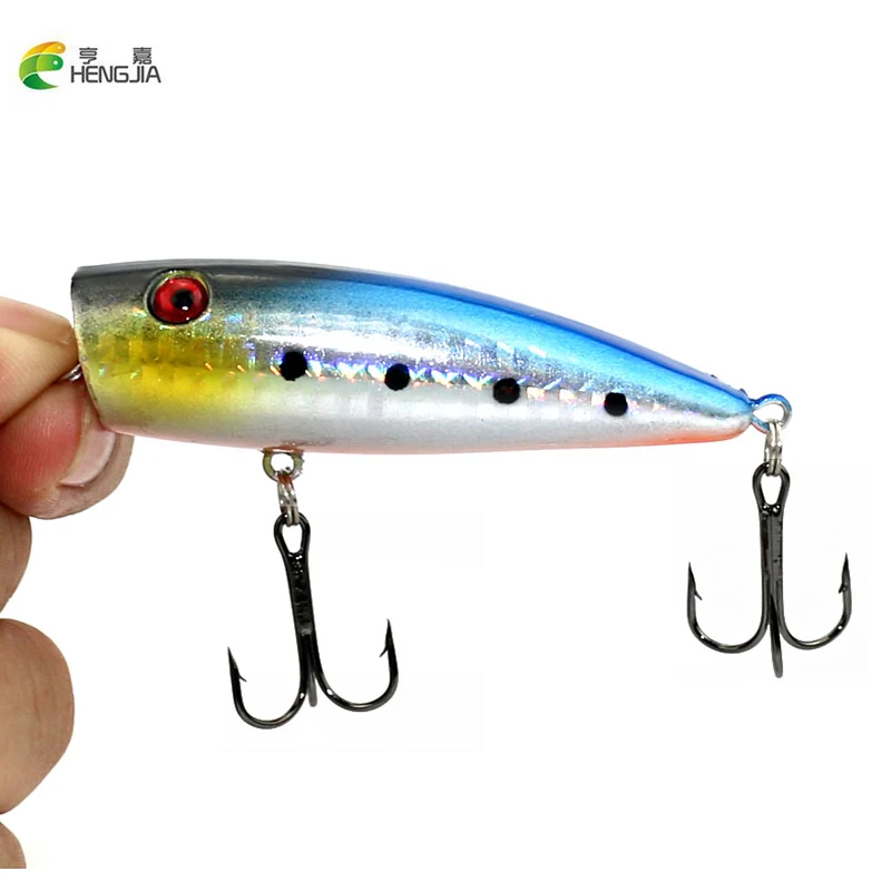  HENGJIA 1Pcs 7cm 9g Top water Fishing Lures Popper Lure Crankbait Minnow Hooks 6# Swimming Crank Ba