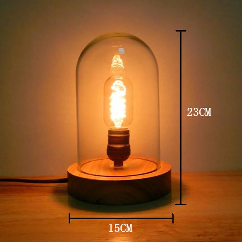 Винтажный стиль Стеклянный Абажур Настольная лампа из каучука и дерева настольная лампа книжный светильник из твердой древесины edison настольная лампа
