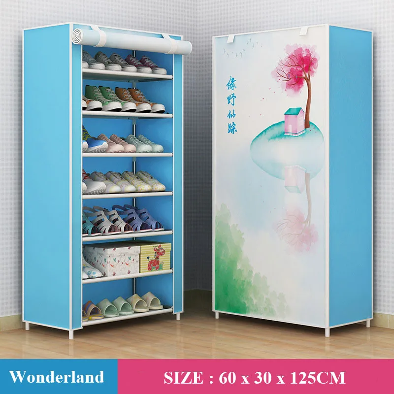 Wonderland Нетканый Тканевый шкаф для хранения обуви минималистичный современный простой монтаж Гостиная обувь Органайзер мебель пылезащитный шкаф для обуви - Цвет: Wonderland