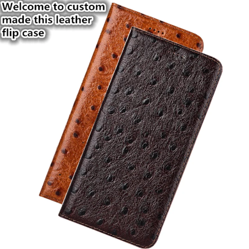  NC11 Ostrich pattern genuine leather flip case for Asus ZenFone Max Pro M2 ZB631KL phone cover case