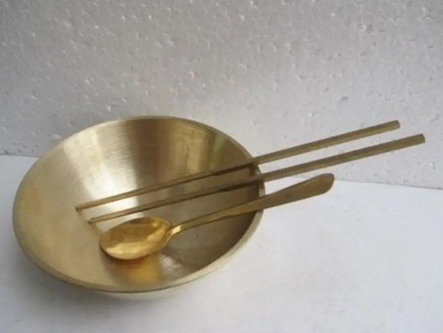 The Chinese classic brass bowl chopsticks spoons tablewarein Statues
