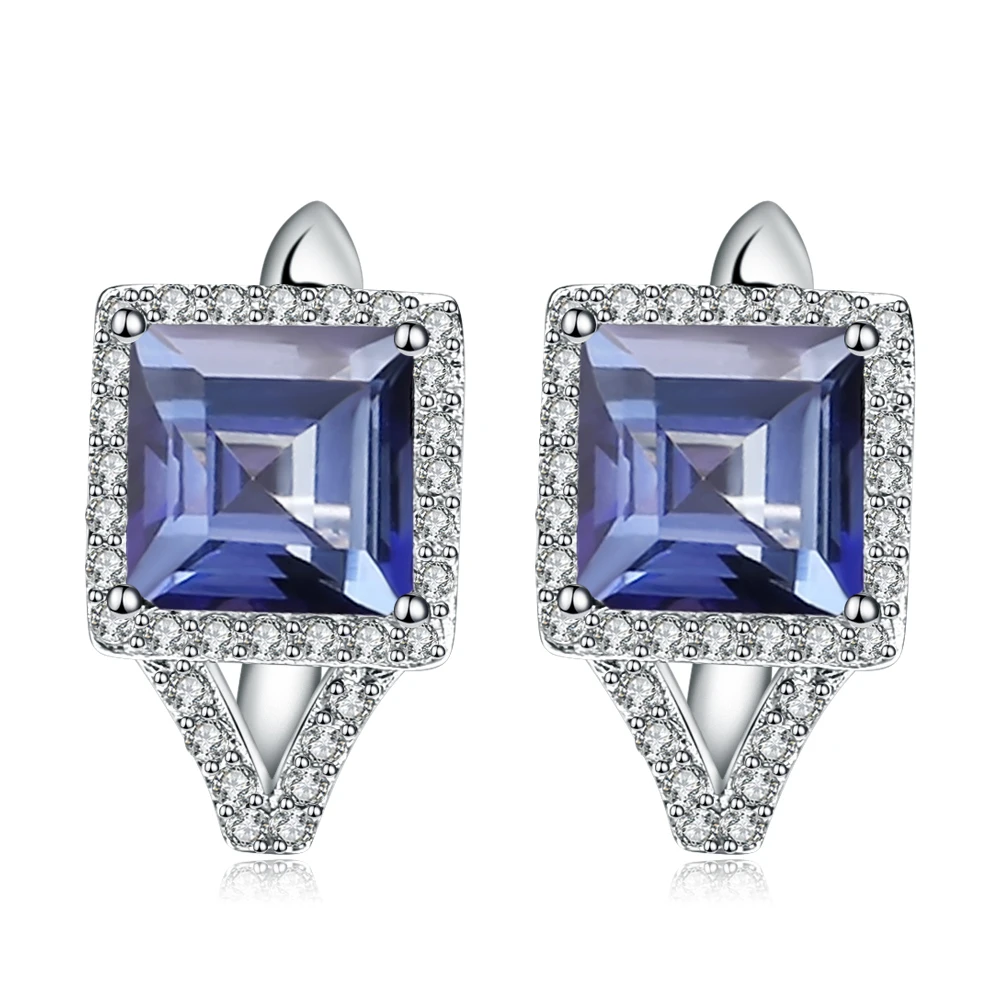 

Gem's Ballet 925 Sterling Silver Vintage Earrings 4.16Ct Natural Iolite Blue Mystic Quartz Stud Earrings for Women Fine Jewelry