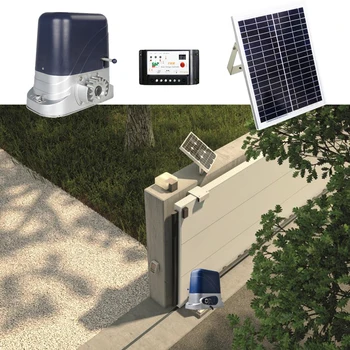 DC SOLAR POWER AUTOMATIC SLIDING DOOR GATE OPENER with 4m Nylon racks 1 flash light 1 pair of photocells 2