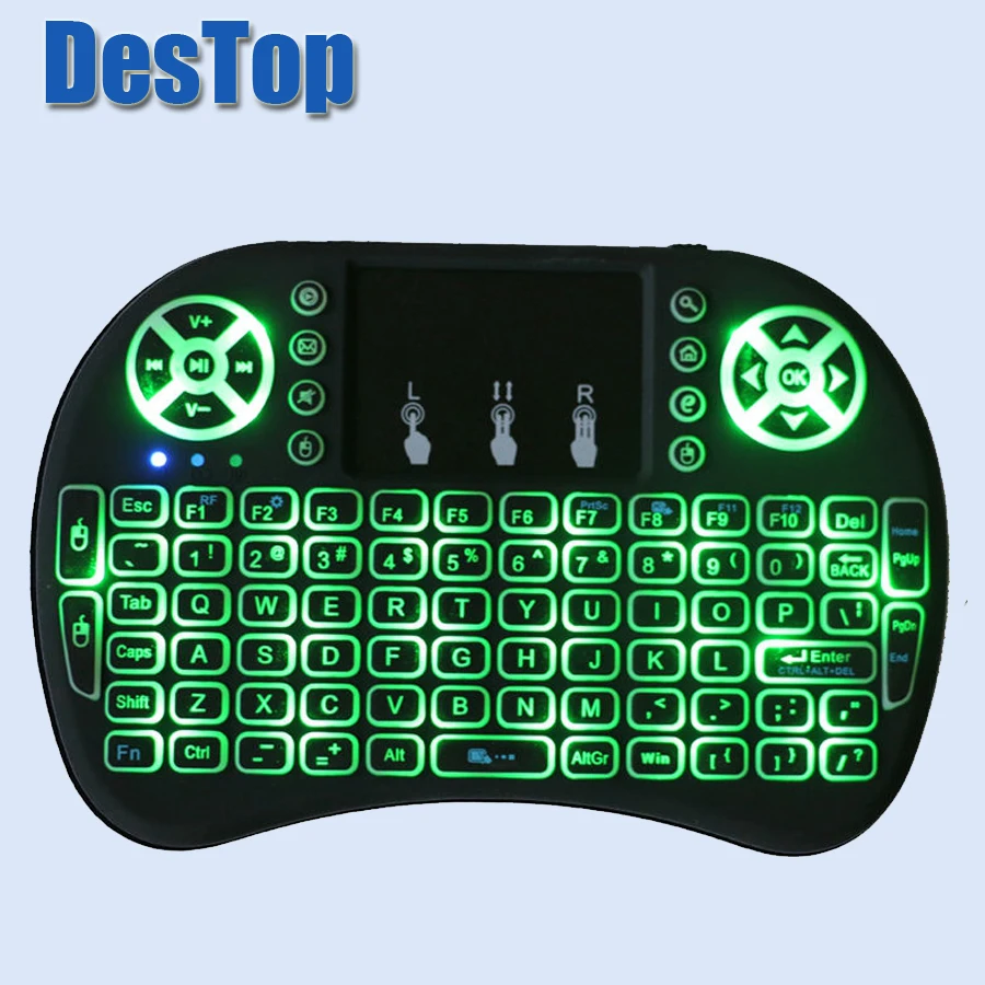 

20pcs Original i8 English Russian 2.4GHz Wireless backlight mini Keyboard 3 color change Touchpad mouse Android TV BOX Mini PC