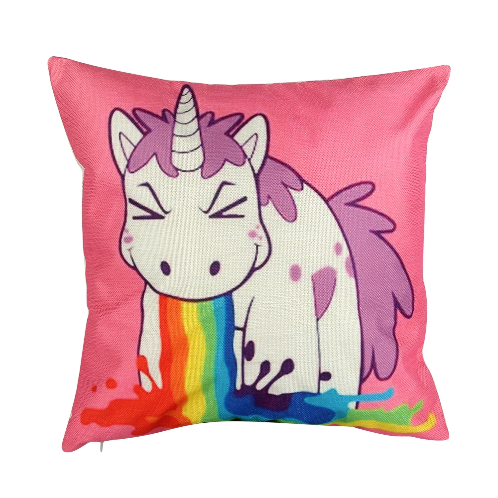 Unicorn Throw Pillow Cases Cotton Linen Square Pillow Covers Creative