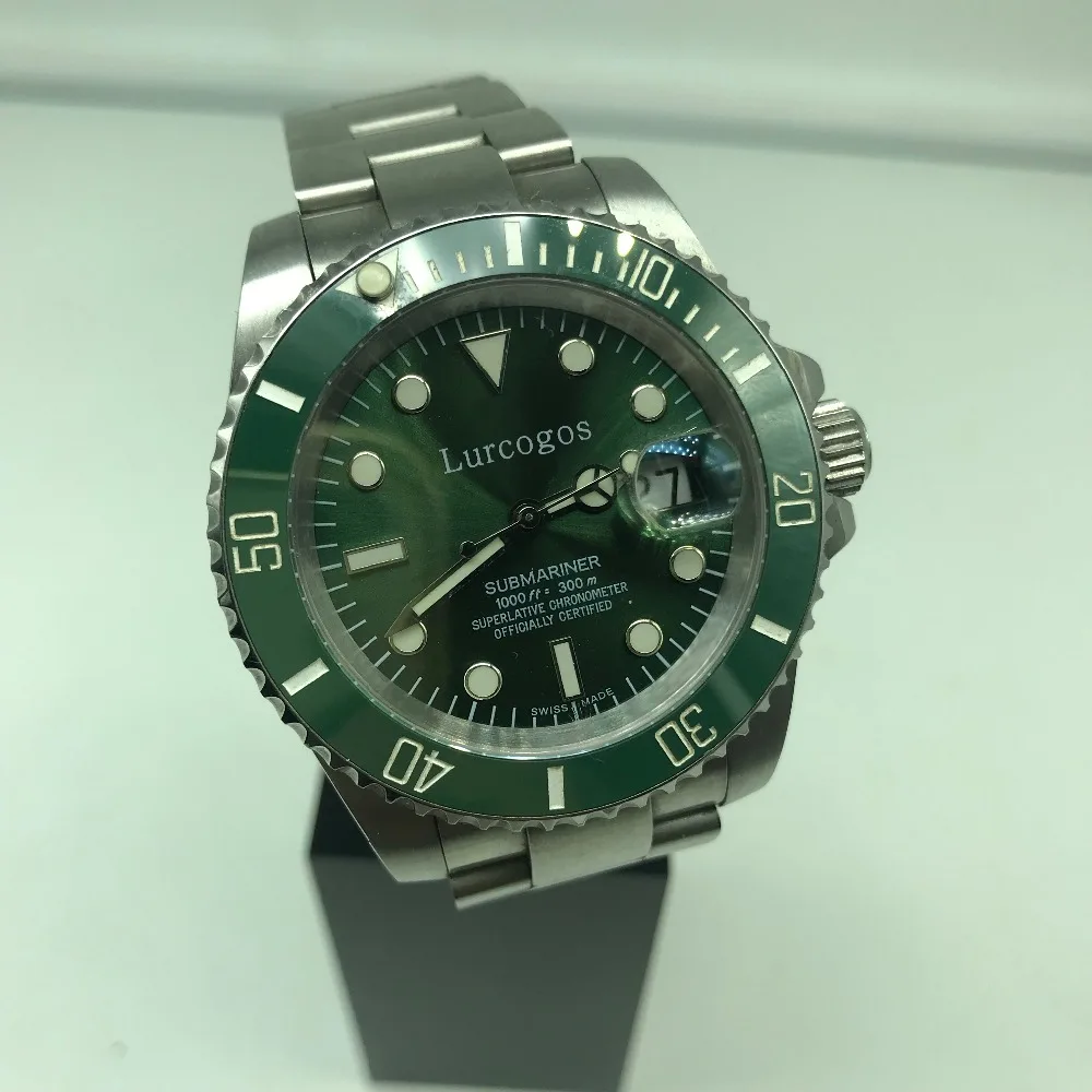 

Top quality green dial Ceramic Bezel sapphire glass watch Mens glide smooth second hand Stainless Steel Automatic Movement Self-