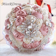 MissRDress свадебные букеты с жемчугом цвета слоновой кости потрясающий Кристальный Свадебные букеты Искусственные розы цветы для свадебных аксессуаров JK304