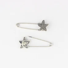 10pcs Large Silver Tone Durable Strong Metal Kilt Scarf Brooch Starfish Safety Pin 51mm