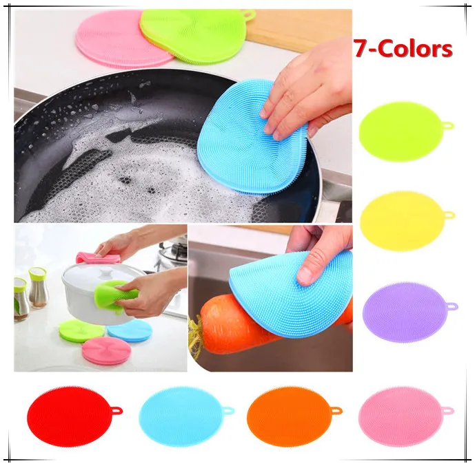 

Multifunctional Kitchen Cleaning Brush Silicone Dishwashing Brush Fruit And Vegetable Cleaning Brush Circular Dish Washing tools