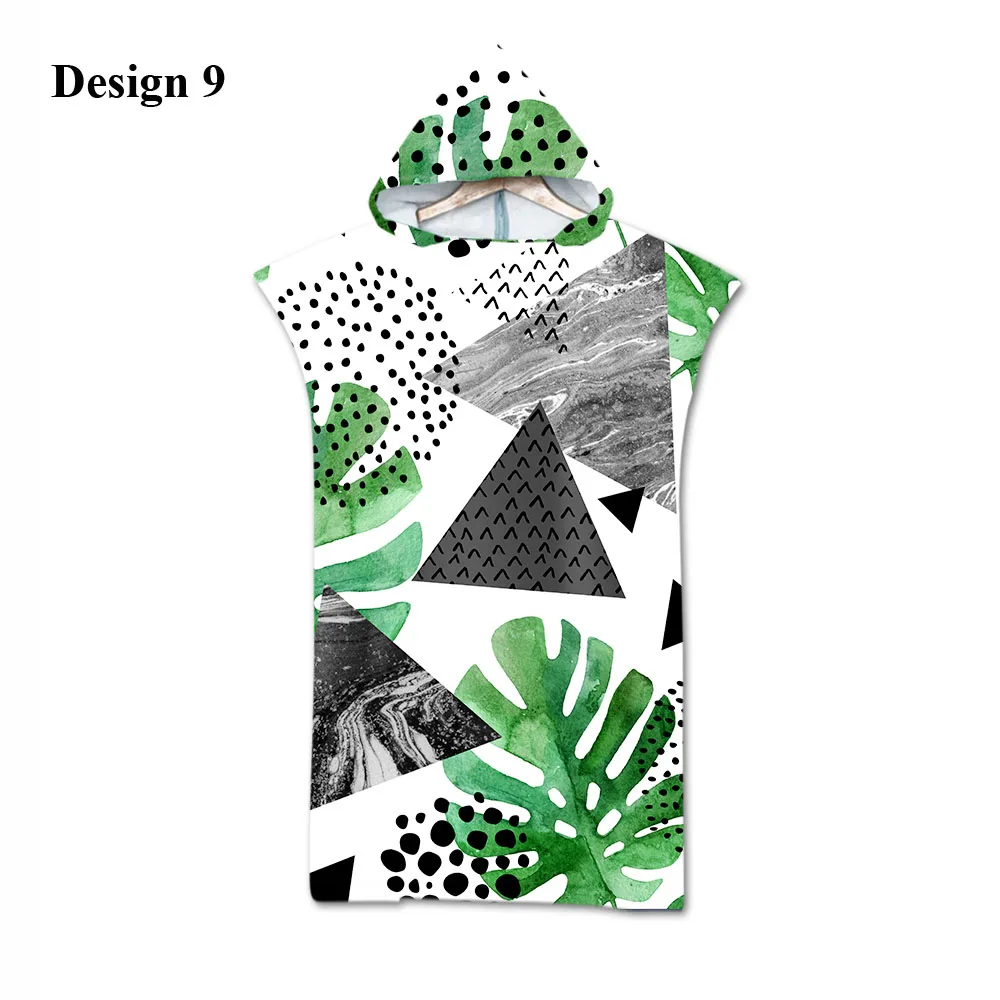 Тропический цветок монстера попугай Тукан Фламинго Алоха для взрослых детей с капюшоном полотенце для бассейна банное пляжное полотенце-пончо - Цвет: Design 9