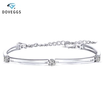 

DovEggs Solid 14K 585 White Gold 1.25CTW 4MM F Color VVS Moissanite Bracelet for Women Valentine Gift
