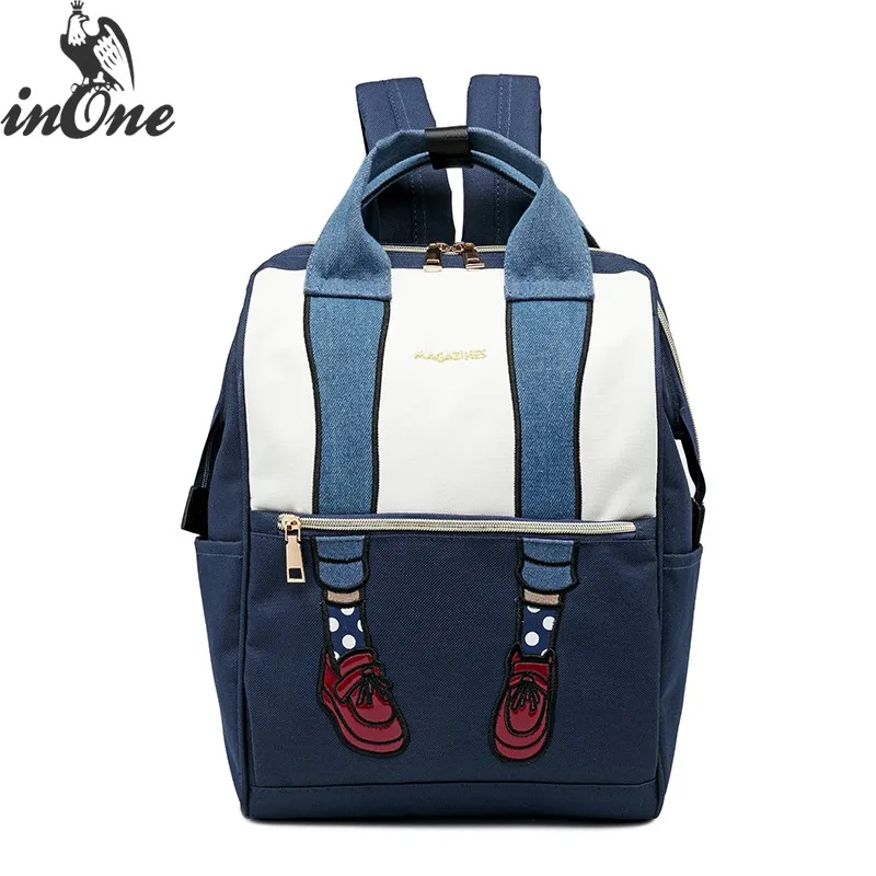

inOne 2018 Kanken Travel Backpack Women Girl Teenager Student Hold everything Bag Denim Diaper Mummy Baby Bag Appliques Legs