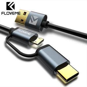 Novedoso pack de tipo-C Micro USB Cable 2 en 1 QC 3,0 cargador rápido Cabo Cable para Samsung S8 S7 Nota 8 S9 S9 Plus USB tipo C