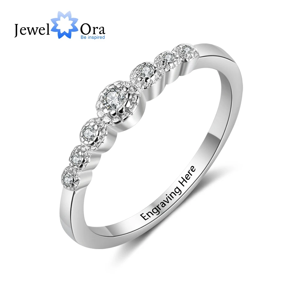 Wedding Accessorise Personalized Gift Engraved Name 925 Sterling Silver Rings For Women Anniversary Jewelry (JewelOra RI103751)
