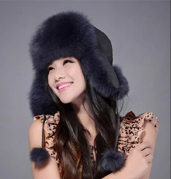 Для женщин меховая шапка зимняя Шапки ушанке шапка-ушанка снежные шапки для Для женщин ушанка монгольские шапки для кисточкой touca де Пеле rosa - Цвет: Небесно-голубой