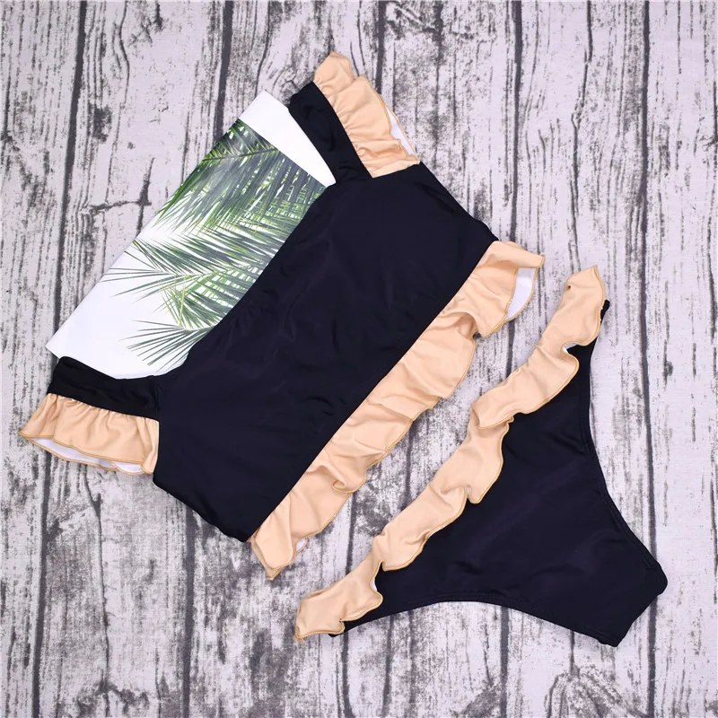 Bikiwave New Sexy Bikini 2019 Ruffle Beach Sexy Swimwear Off Shoulder Bikinis Set Women Push Up Swimsuit Bathing Suit Beach Wear