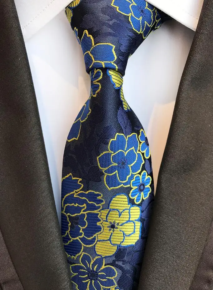 RBOCOTT Мужской Шелковый галстук 8 см модные цветочные галстуки клетчатые галстуки в полоску Галстуки Синий Желтый Зеленый для мужчин бизнес Свадебные аксессуары - Цвет: XUE-02