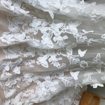 

145cm New White Wedding Lace Fabric French Embroidery Net Lace Fabric For Dress Wedding Dress Clothes