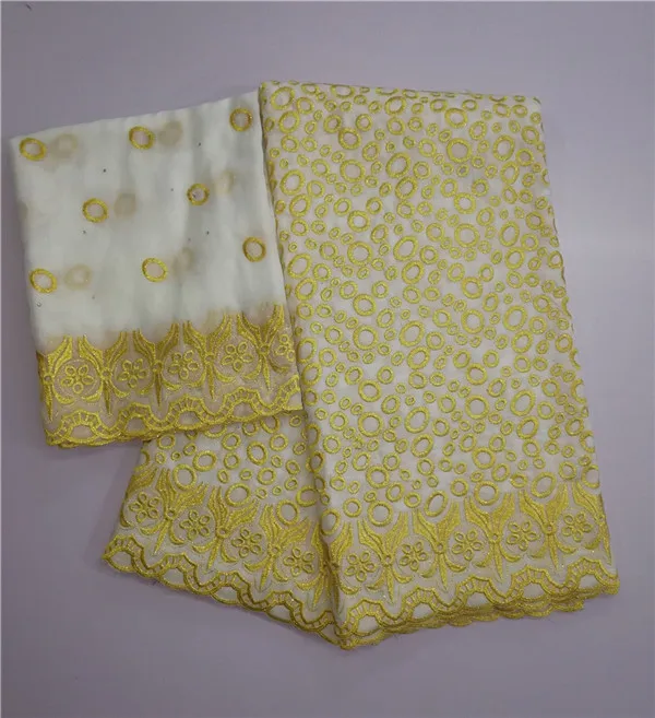 Белый и золотой tissu broderie африканская швейцарская вуаль кружево в Швейцарии