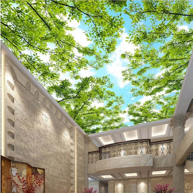 Wellyu A Tema Foresta Cielo Zenith Pittura Sfondo Della Parete Foresta Verde Foglie Verdi Zenith Personalizzato Grande Murale Carta Da Parati Verde