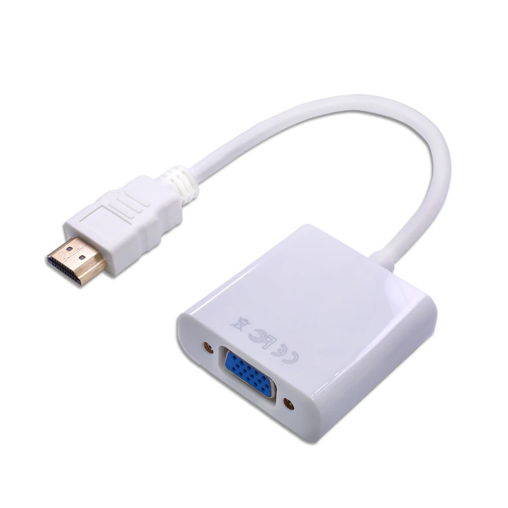 TISHRIC HDMI к VGA кабель адаптер папа к женскому видео конвертер 1080P цифро-аналоговый Золотой HDMI2VGA для ноутбука ПК проектор - Цвет: Milk White