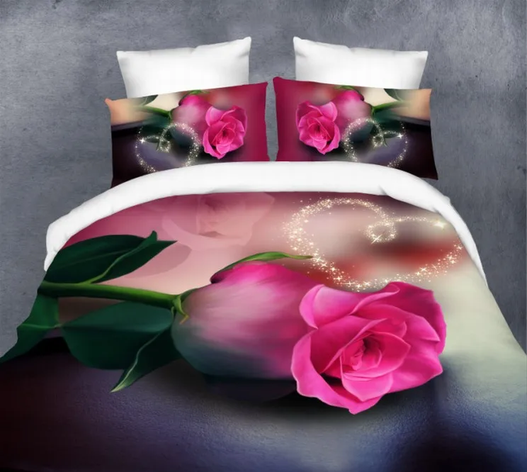 Roses department store 3D Pink Rose Comforter set Bedding quilt duvet