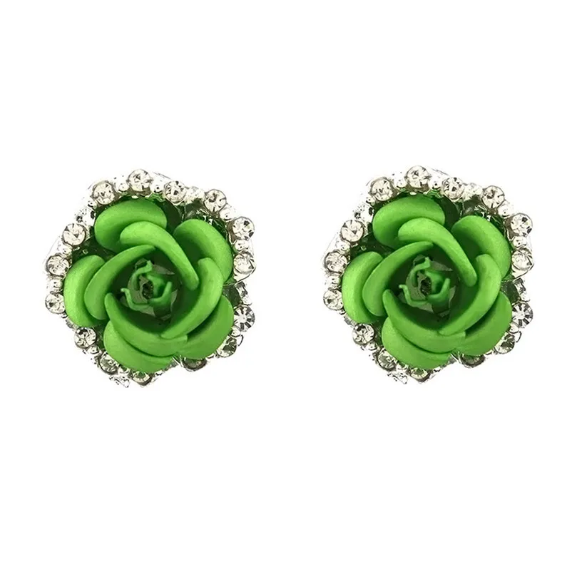 2018 Trendy stud earrings for women Girls Elegant Cute Women Lady Girls Black White Rose Flower Stud Earrings Brincos J04#N (5)