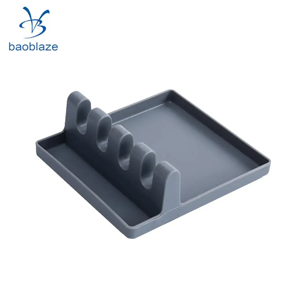 Baoblaze Heat Resistant Silicone Utensil Rest Ladle & Spoon Holder Kitchen Tool Green Gray 2 Colors