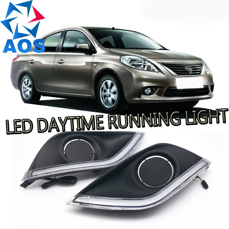 

2PCs/set Car styling LED DRL daytime car Daytime running light for Nissan sunny versa 2014 2015 2016 with yellow turn signal