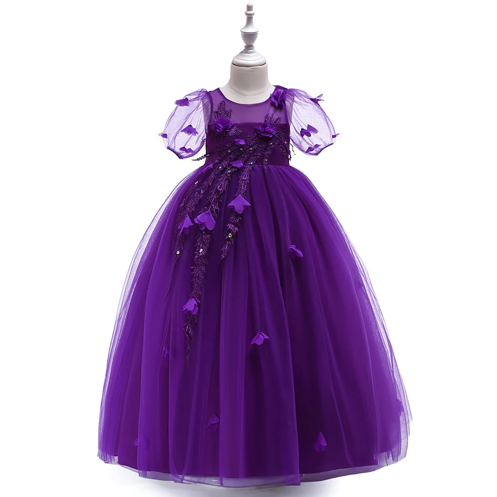 

Long Children's Fantasy Special Occasion Party Formal Dresses Kids Purple Wedding Bridesmaid Dress