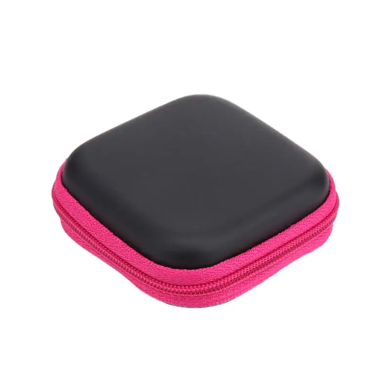 Мини квадратный EVA чехол гарнитура Bluetooth наушники ящик для хранения кабелей CD сумки и чехлы - Цвет: Rose Red