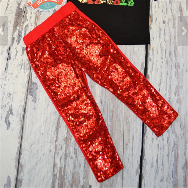 Red Sequin Leggings,Kids Sparkle Pants,Girls Sequin Leggings on