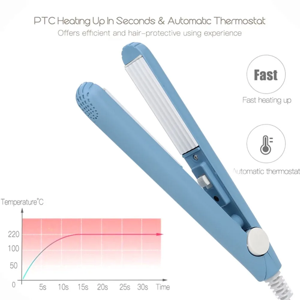 Мини-выпрямитель для волос, керамическая плойка, гофрированный утюжок для волос, инструменты для укладки, объемные бигуди для волос с стайлером для волос, профессиональная вилка европейского стандарта